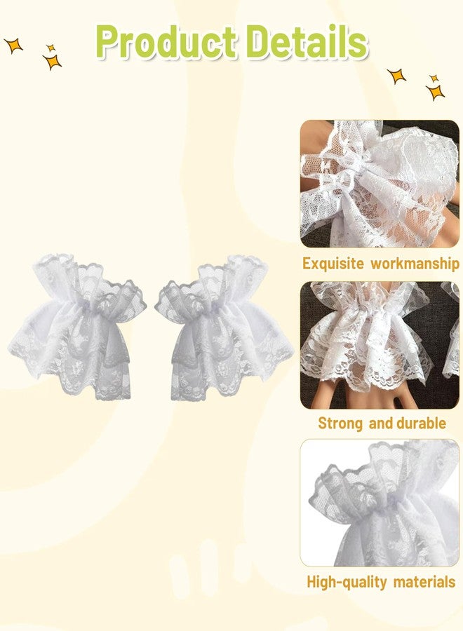 FFZDENA 1 Pair Lace Gloves For Women White Hand Sleeve Sexy Lace Elastic Bracelet Women Ruffled Floral Lace Wrist Cuffs For Halloween, Wedding,Masquerade - Image 3